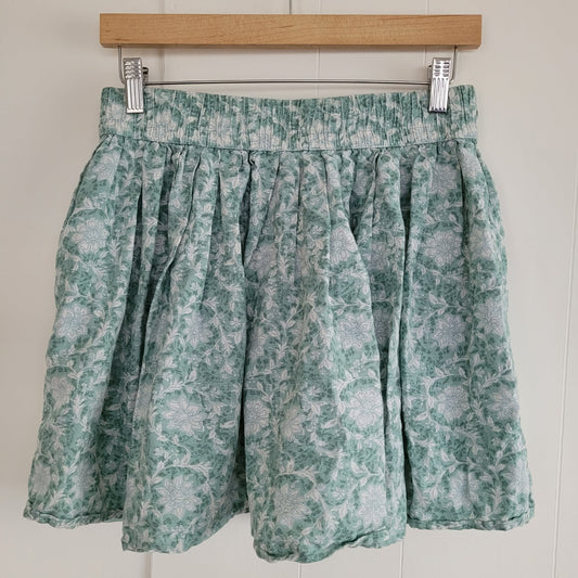 Green Floral Elastic Waist Mini Skirt - American Eagle (M)