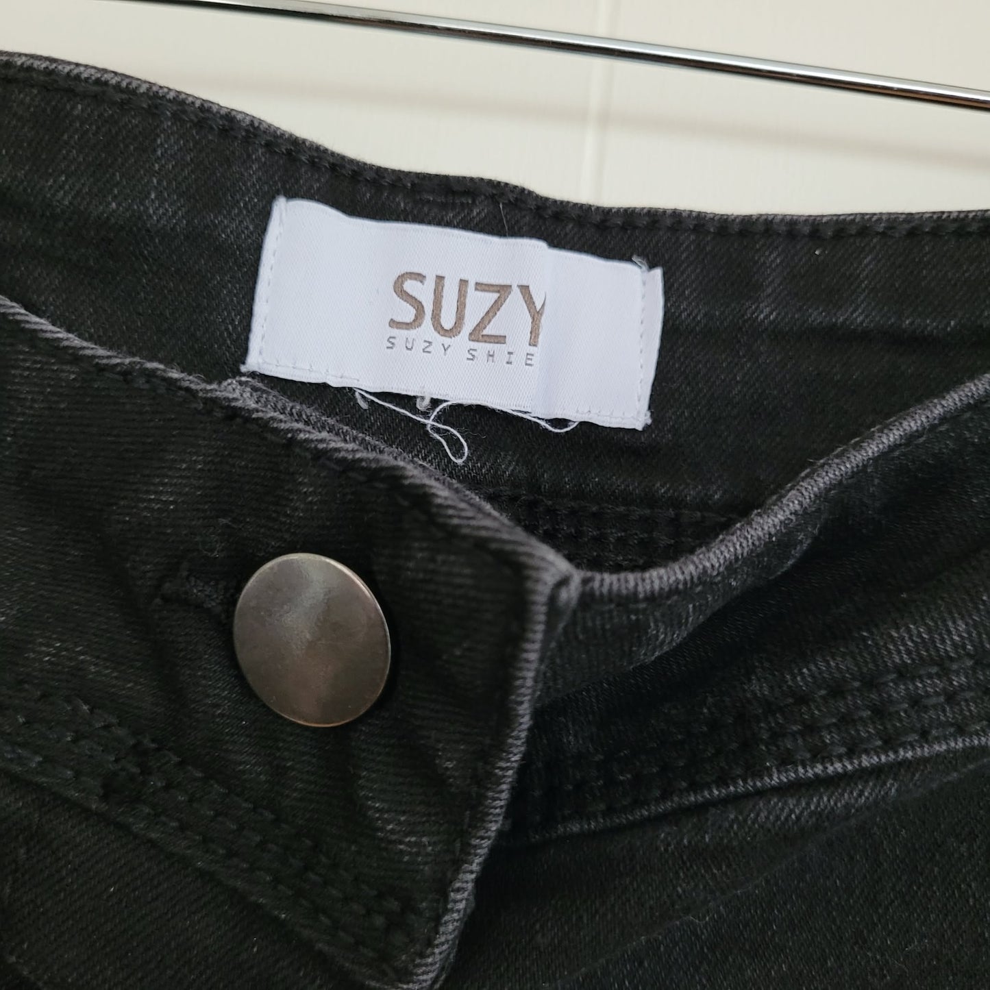 Black Button Front Mini Skirt - Suzy Shier