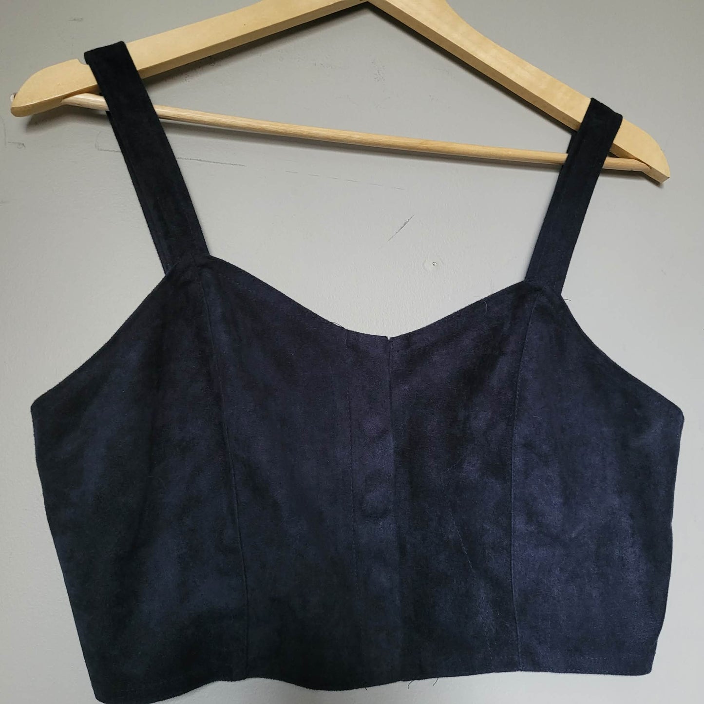 Navy Faux Suede Cropped Corset Tank - Urban Outfitters (M)