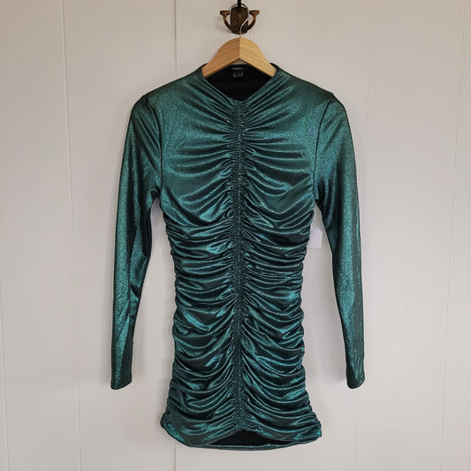 Green Shimmer Ruched Mini Dress - Forever 21 (S)