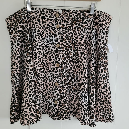 Leopard Print Button Front Mini Skirt - Maurices (XXL)