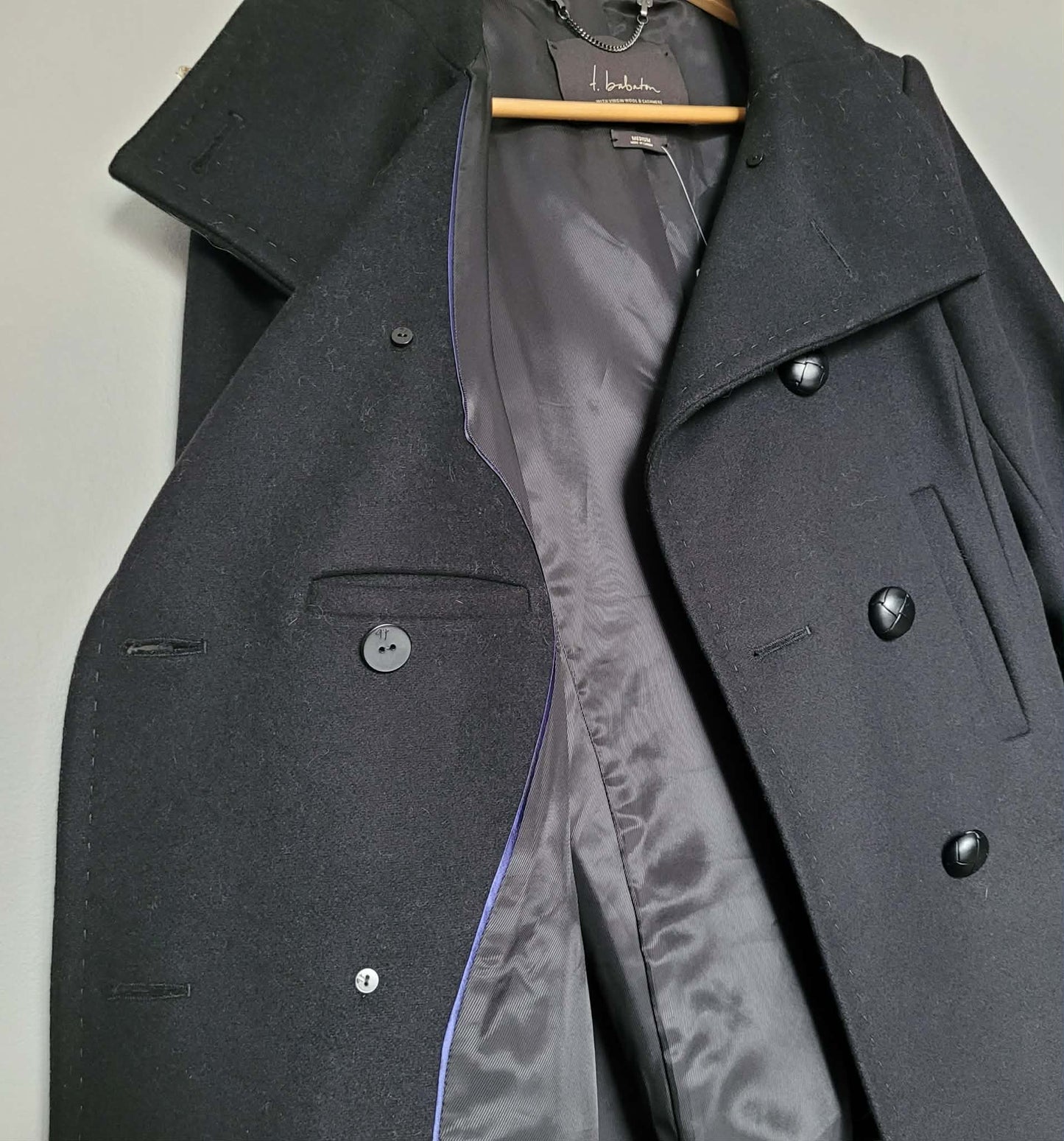 Black Wool Cashmere Blend Double Breasted Jacket - Babaton (M)