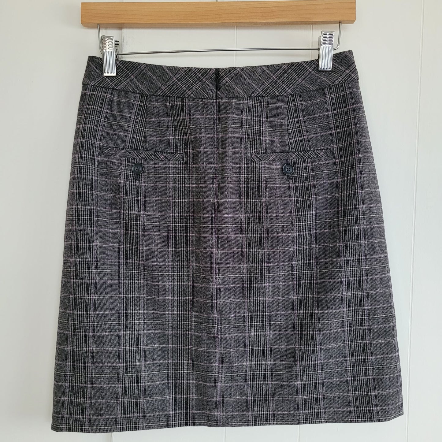 Grey/Purple Plaid Knee-Length Skirt - RW & Co (Size 0)