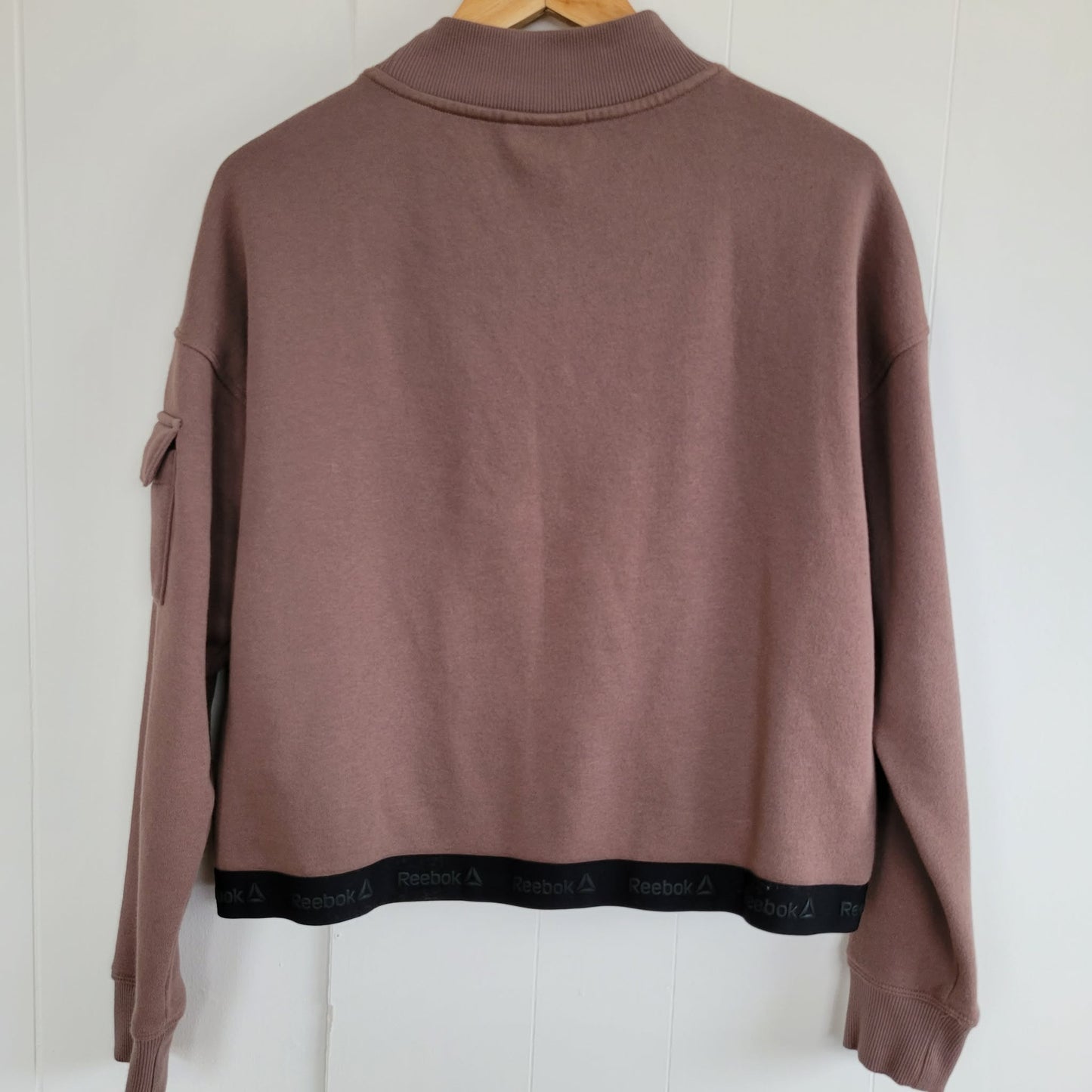 Taupe Cropped Mock Neck Sweatshirt - Reebok (M)