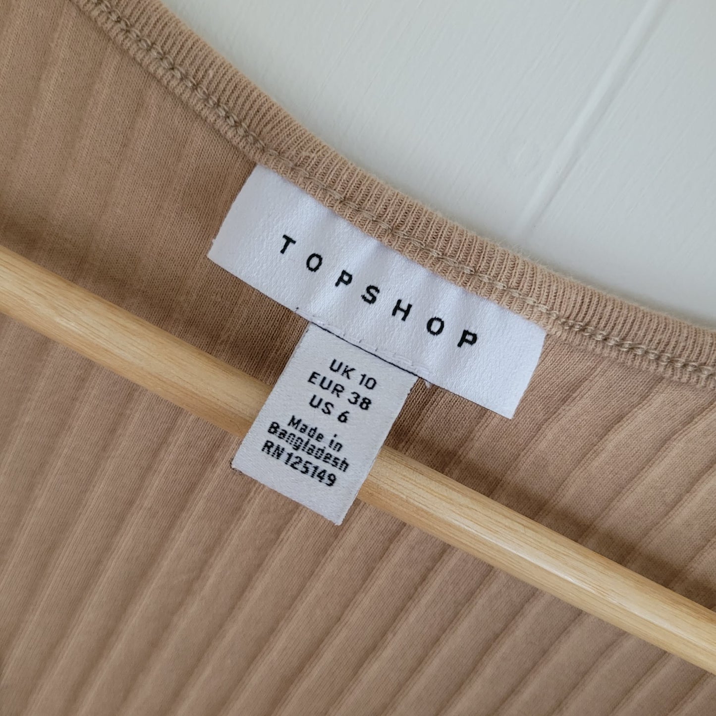Beige Ribbed Cropped Tank - Topshop (S)