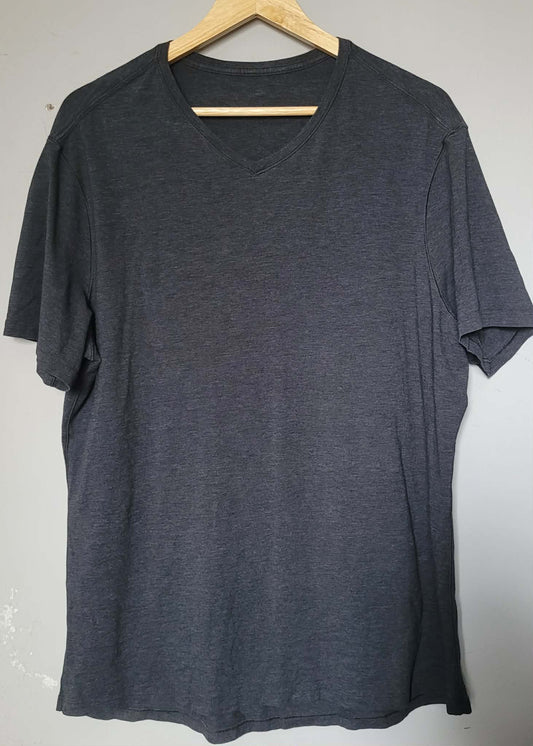 Grey Men's V-Neck Tee - Lululemon (L)