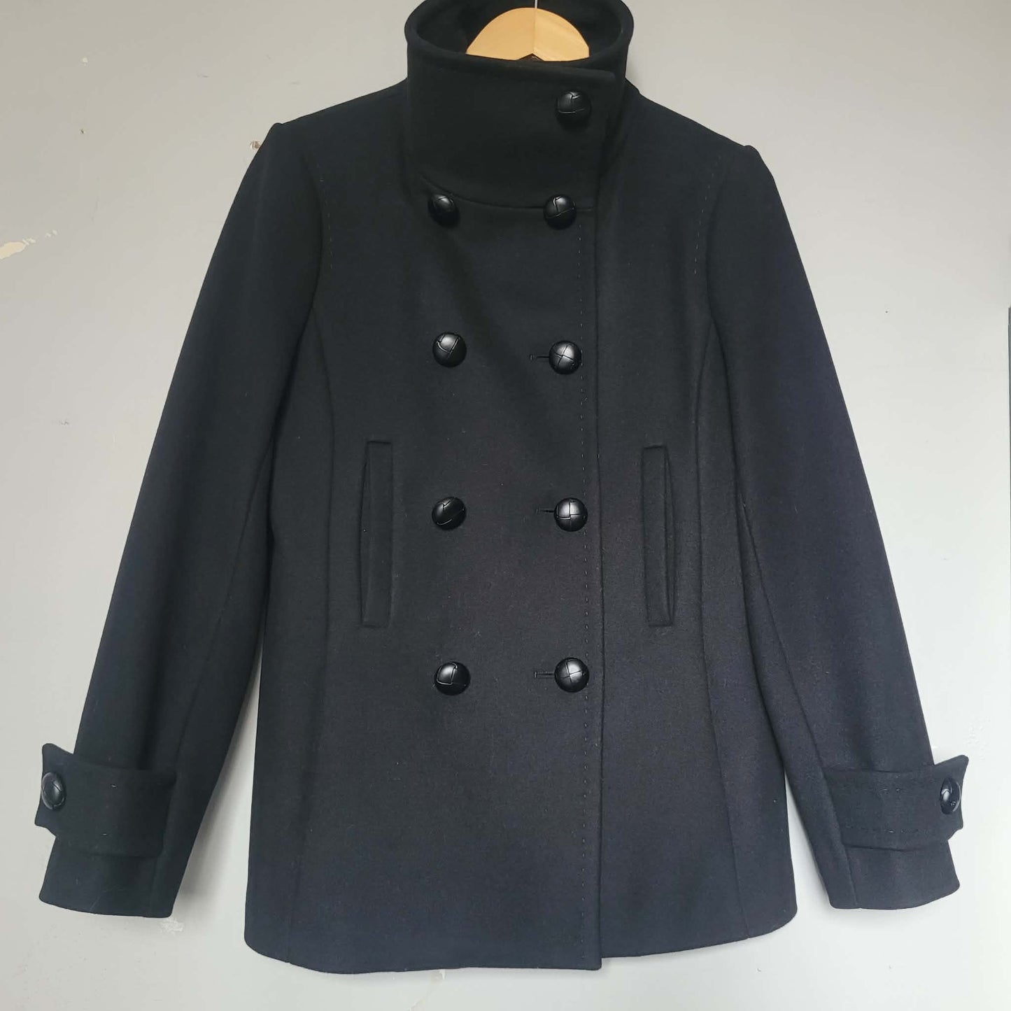Black Wool Cashmere Blend Double Breasted Jacket - Babaton (M)