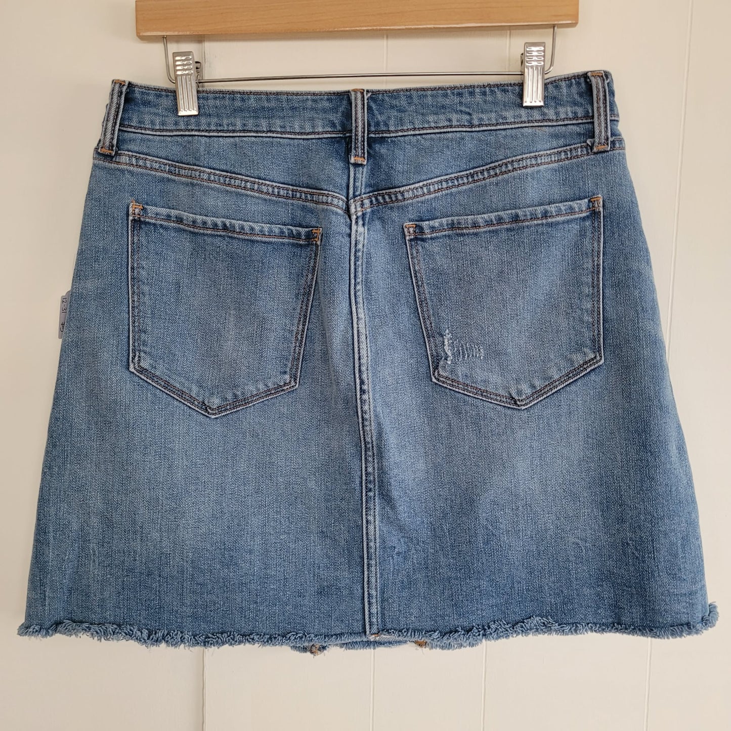 Light Wash Distressed Denim Mini Skirt - Old Navy (Size 12)