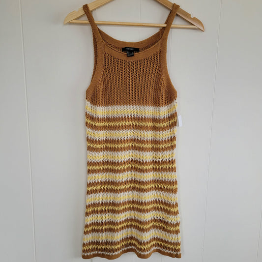 Brown & Yellow Striped Knit Mini Dress - Forever 21 (S)