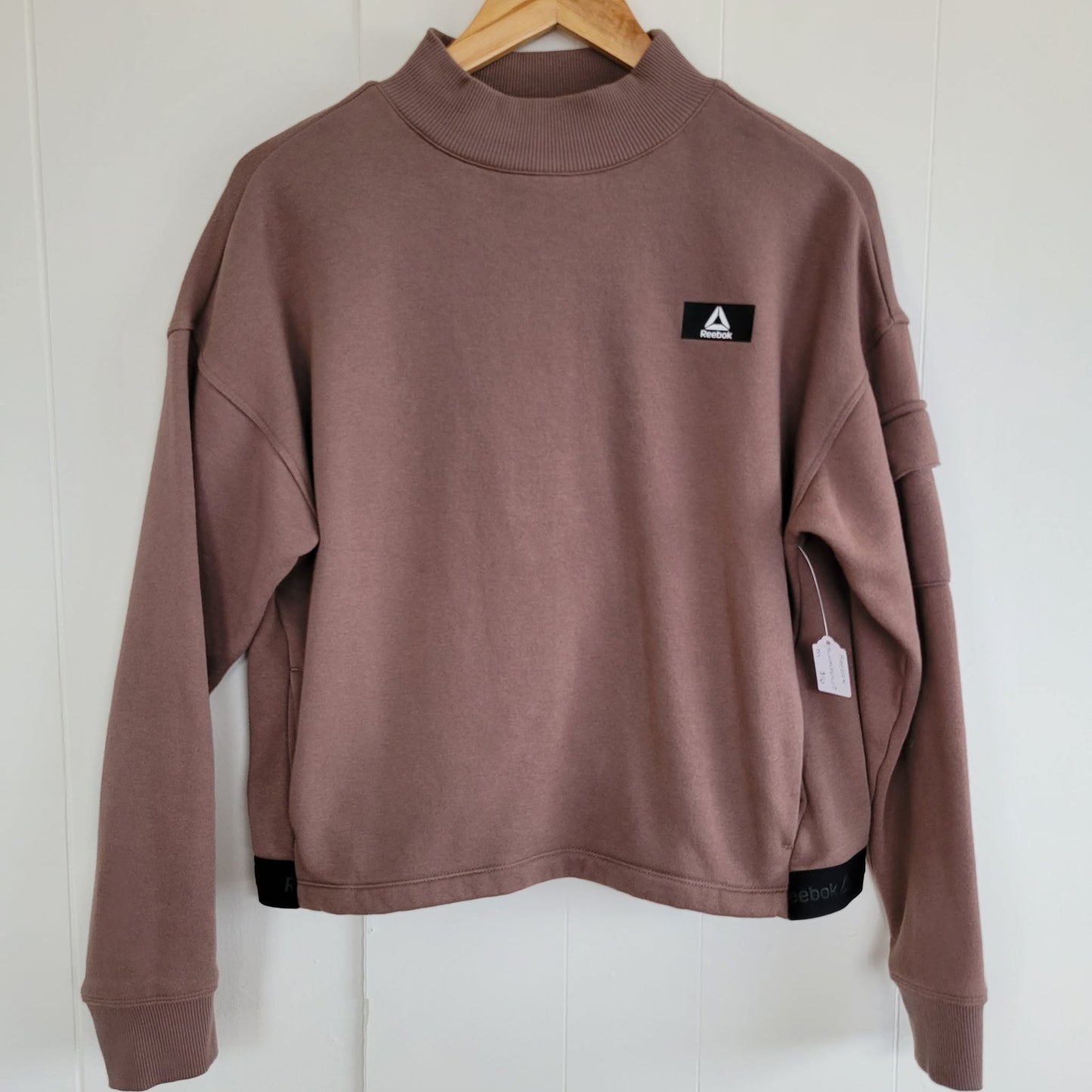 Taupe Cropped Mock Neck Sweatshirt - Reebok (M)