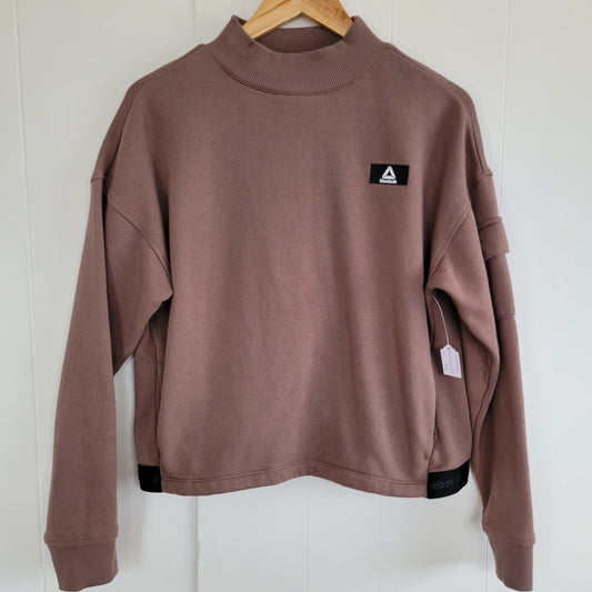 Taupe Cropped Mock Neck Sweatshirt - Reebok (M)