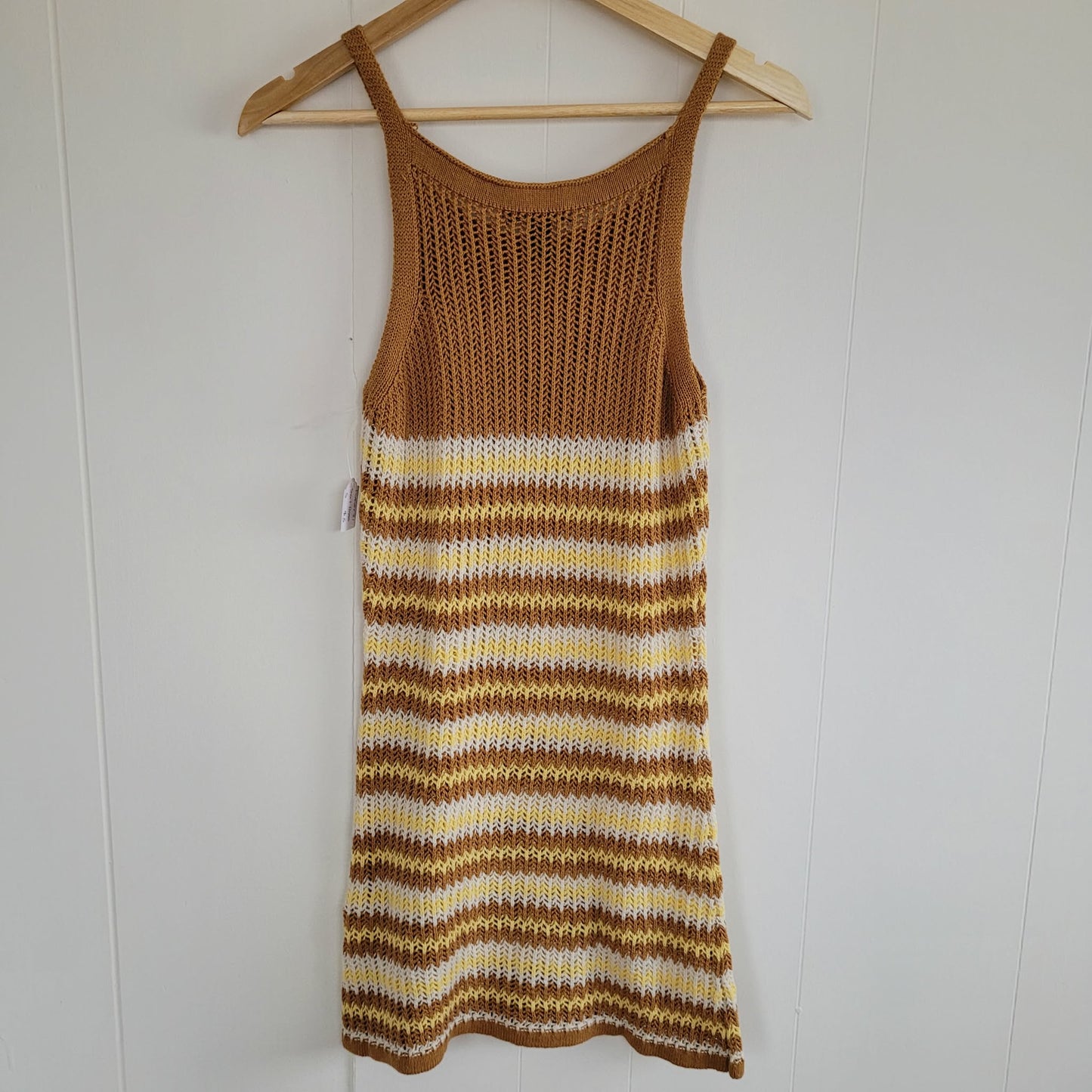 Brown & Yellow Striped Knit Mini Dress - Forever 21 (S)