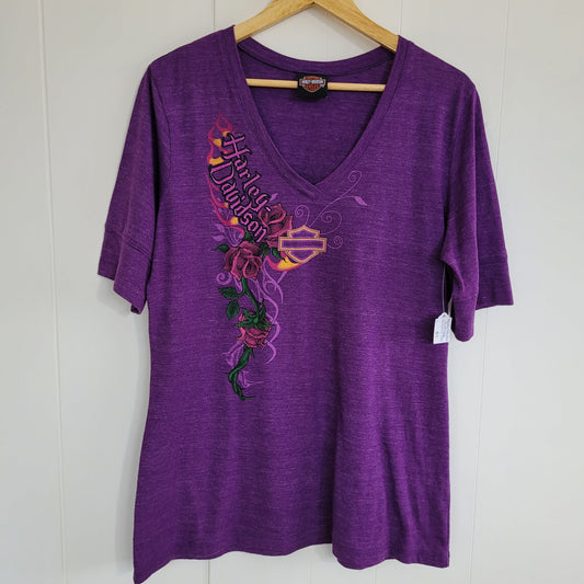 Purple Graphic Tee Y2K Thunder Bay Ontario - Harley-Davidson (L)