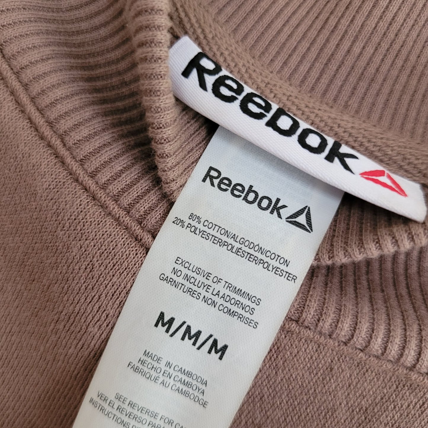 Taupe Cropped Mock Neck Sweatshirt - Reebok (M)