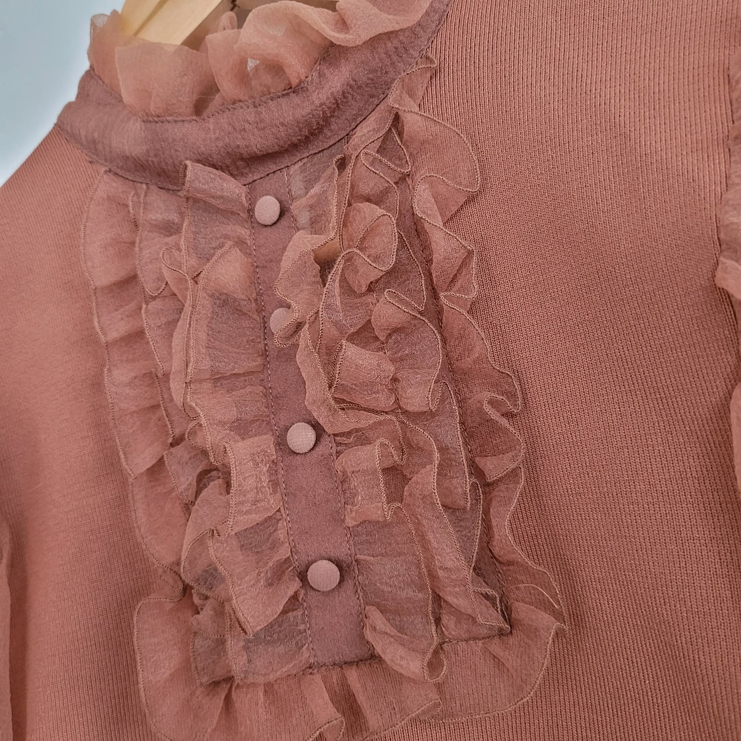 Brown Sheer Sleeve Knit Blouse - Zara (S)