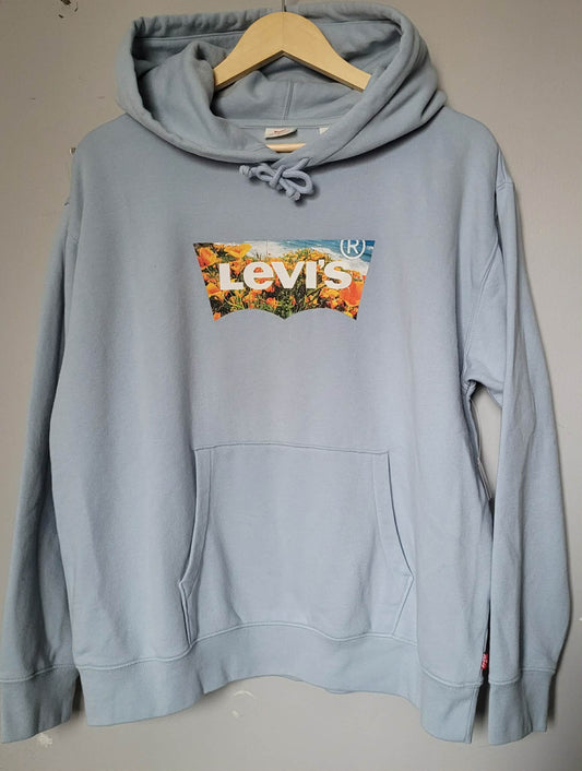 Light Blue Floral Logo Hoodie - Levi's (M)