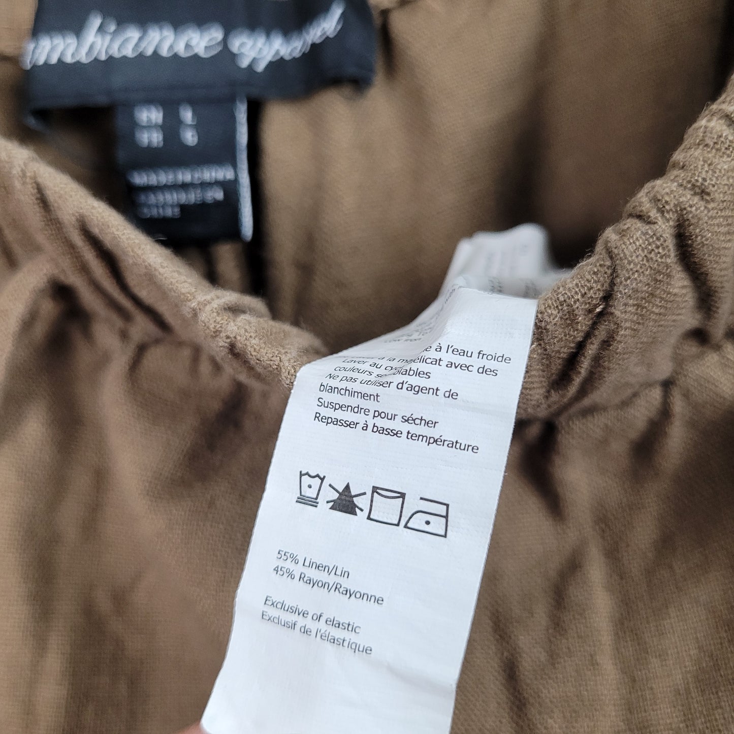 Camel Linen Blend Wide Leg Pants - ambiance apparel (Large)