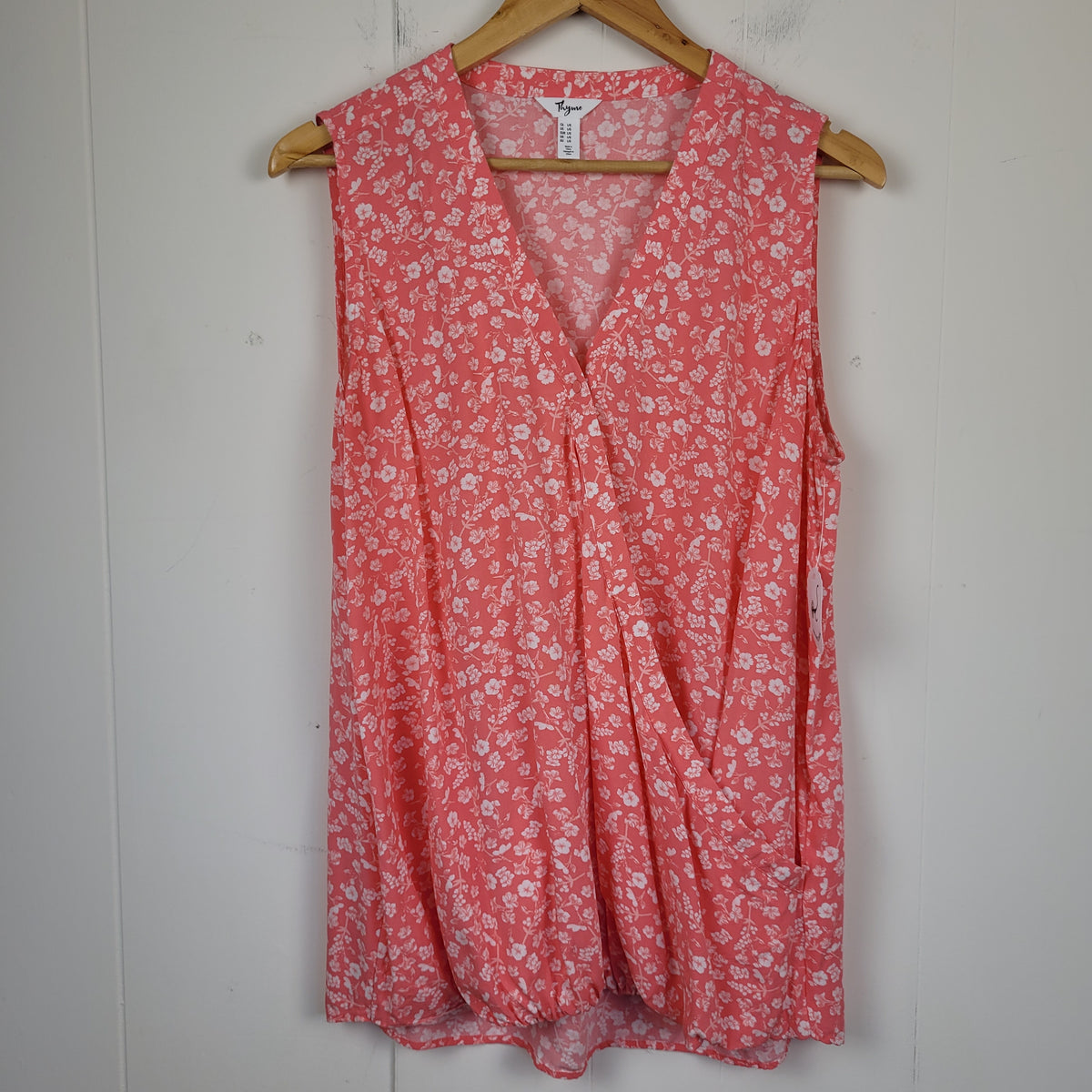 Coral Floral Sleeveless Blouse - Thyme Maternity (L)