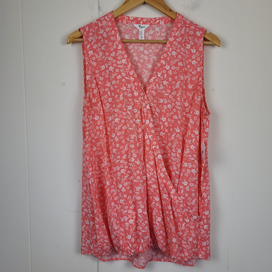 Coral Floral Sleeveless Blouse - Thyme Maternity (L)