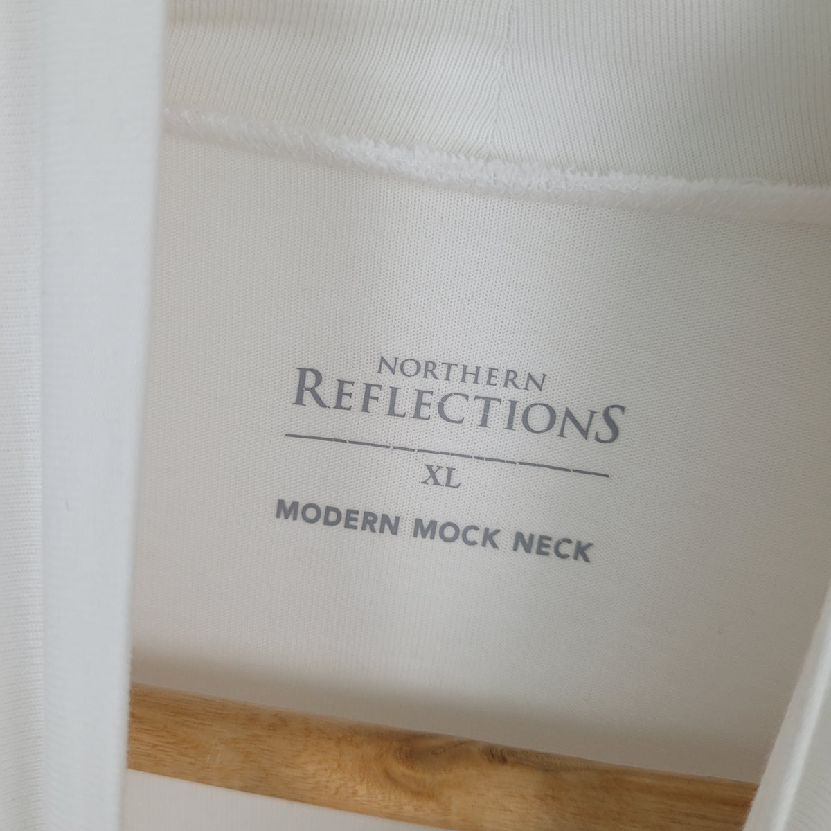 White Modern Mock Neck Long Sleeve - Northern Reflections (XL)