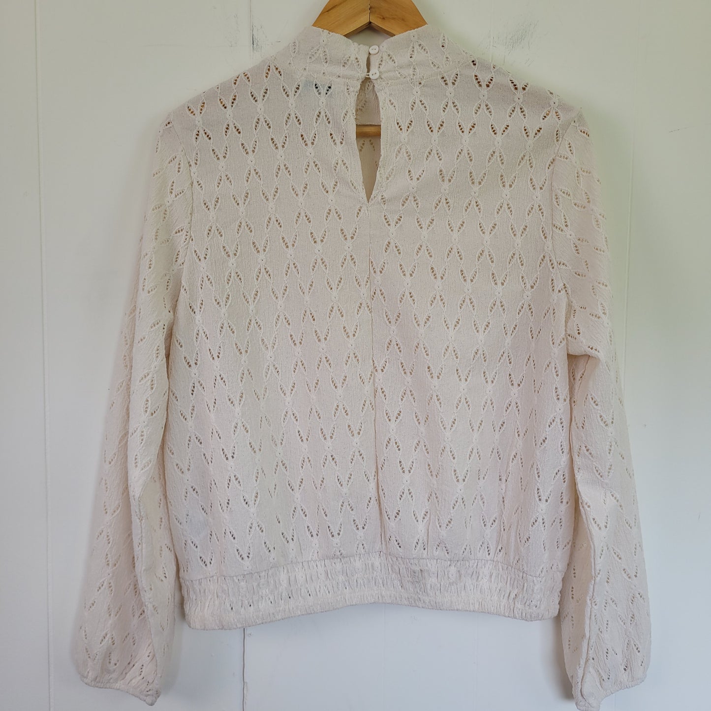 Cream Pointelle Mock Neck Long Sleeve Top - Reitmans (Small)