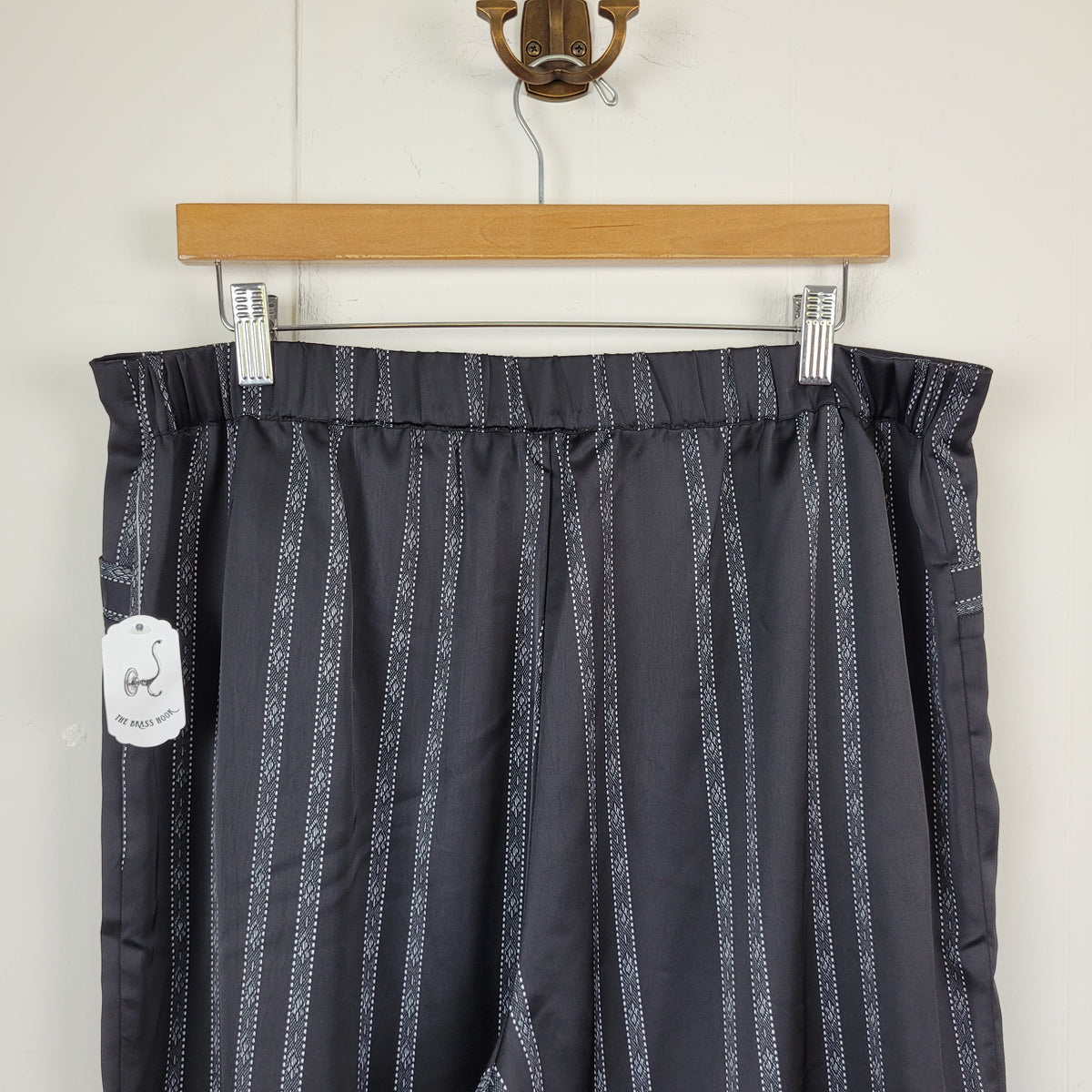 Black Striped Wide-Leg Pants - Cleo (Size L)