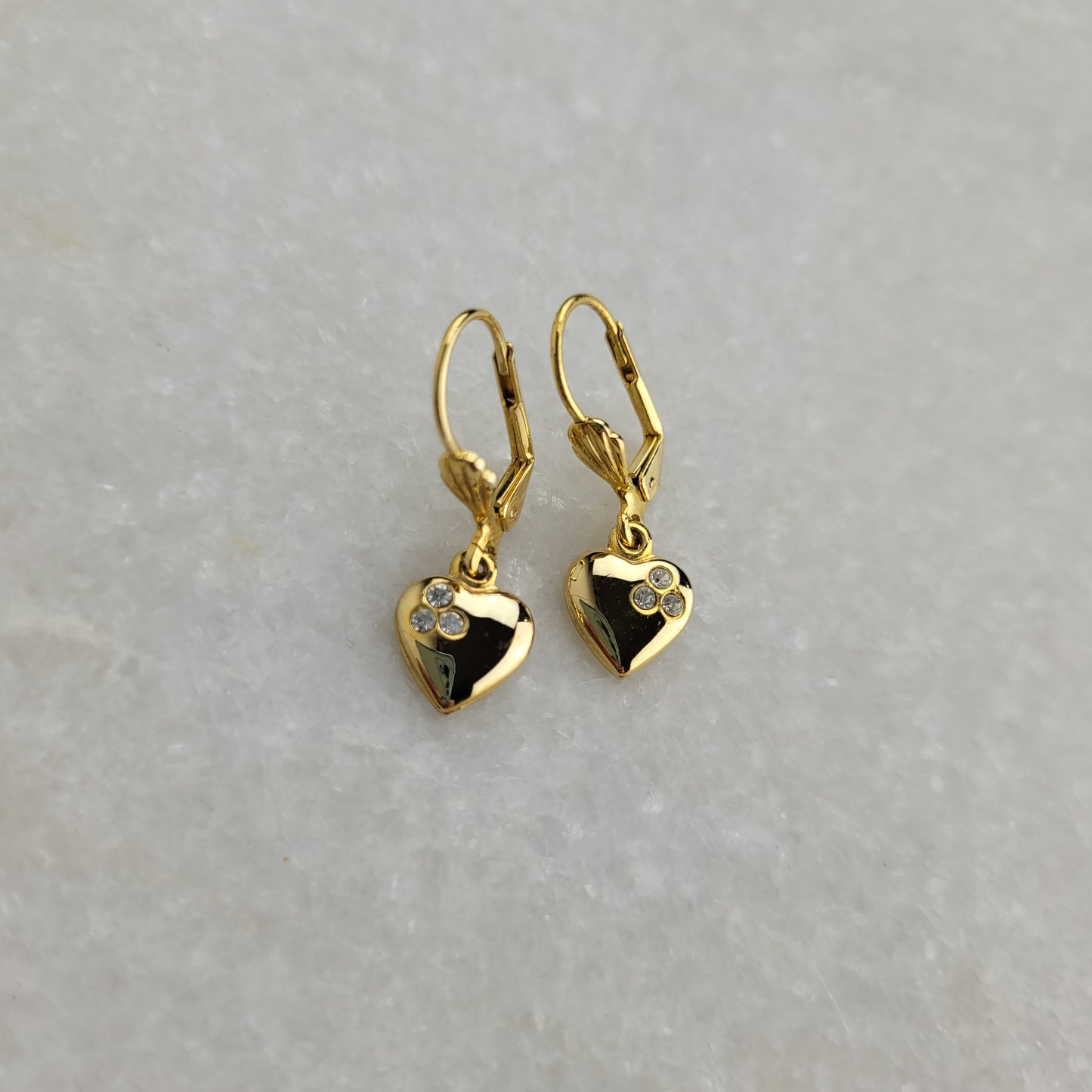 Gold-Tone Crystal Heart Dangle Earrings