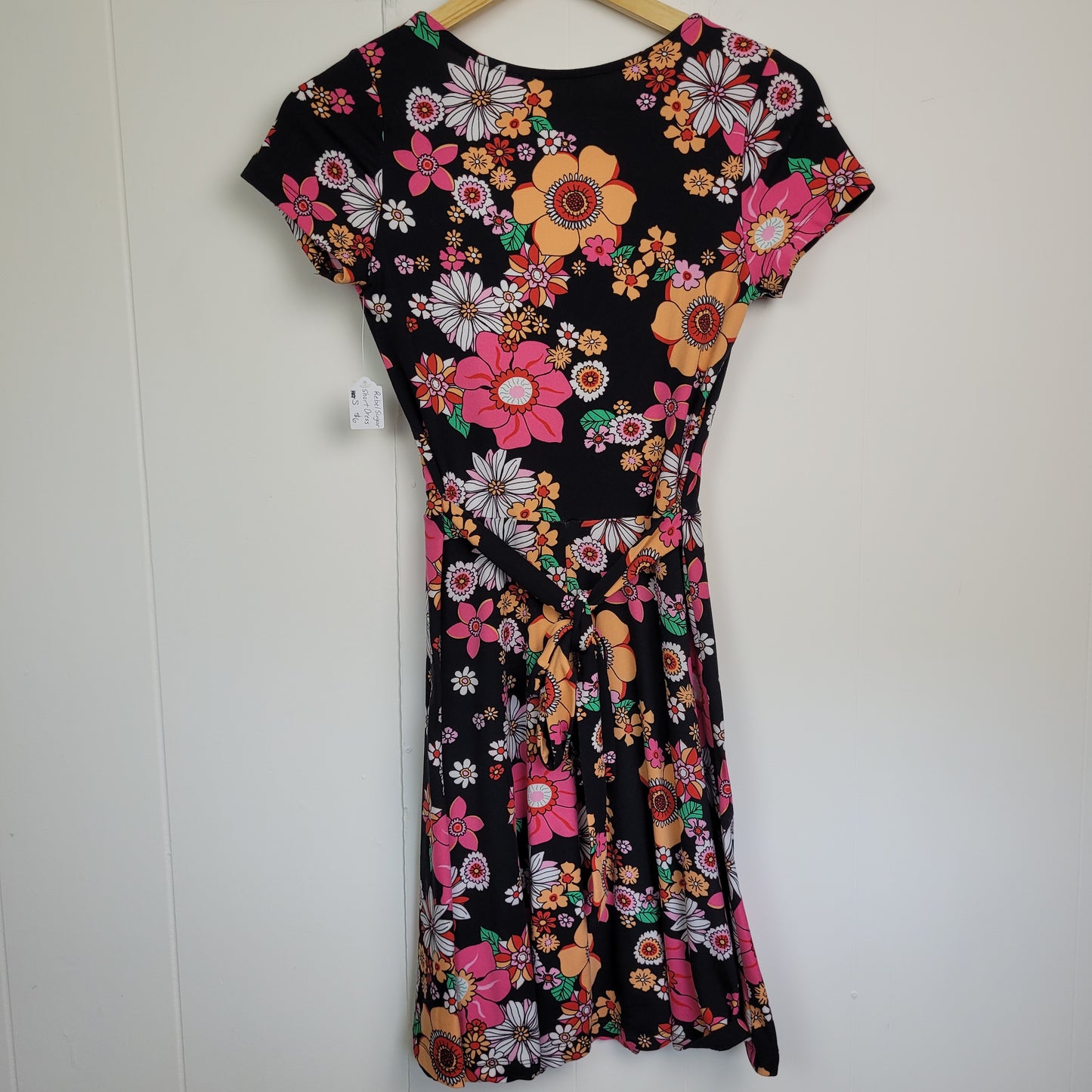 Black Floral Wrap Dress - Rebel Sugar (Small)