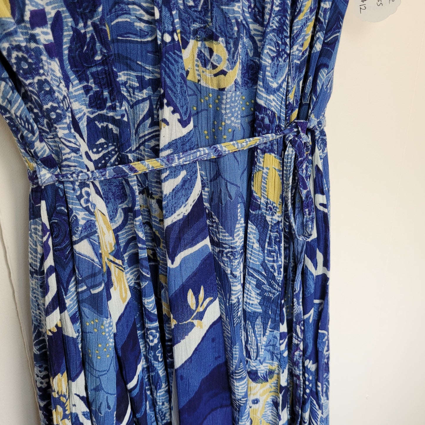 Blue Abstract Print Tie-Waist Dress - Orientique (Medium)