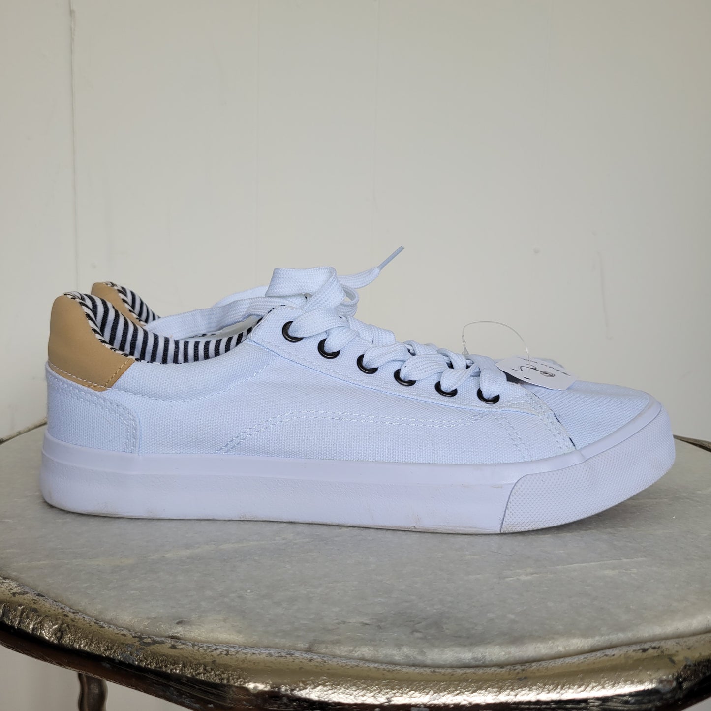 White Canvas Lace-Up Sneakers - Size 10.5