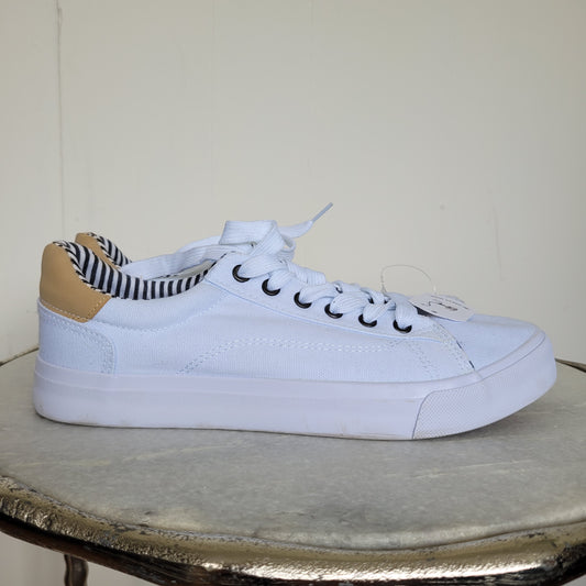 White Canvas Lace-Up Sneakers - Size 10.5