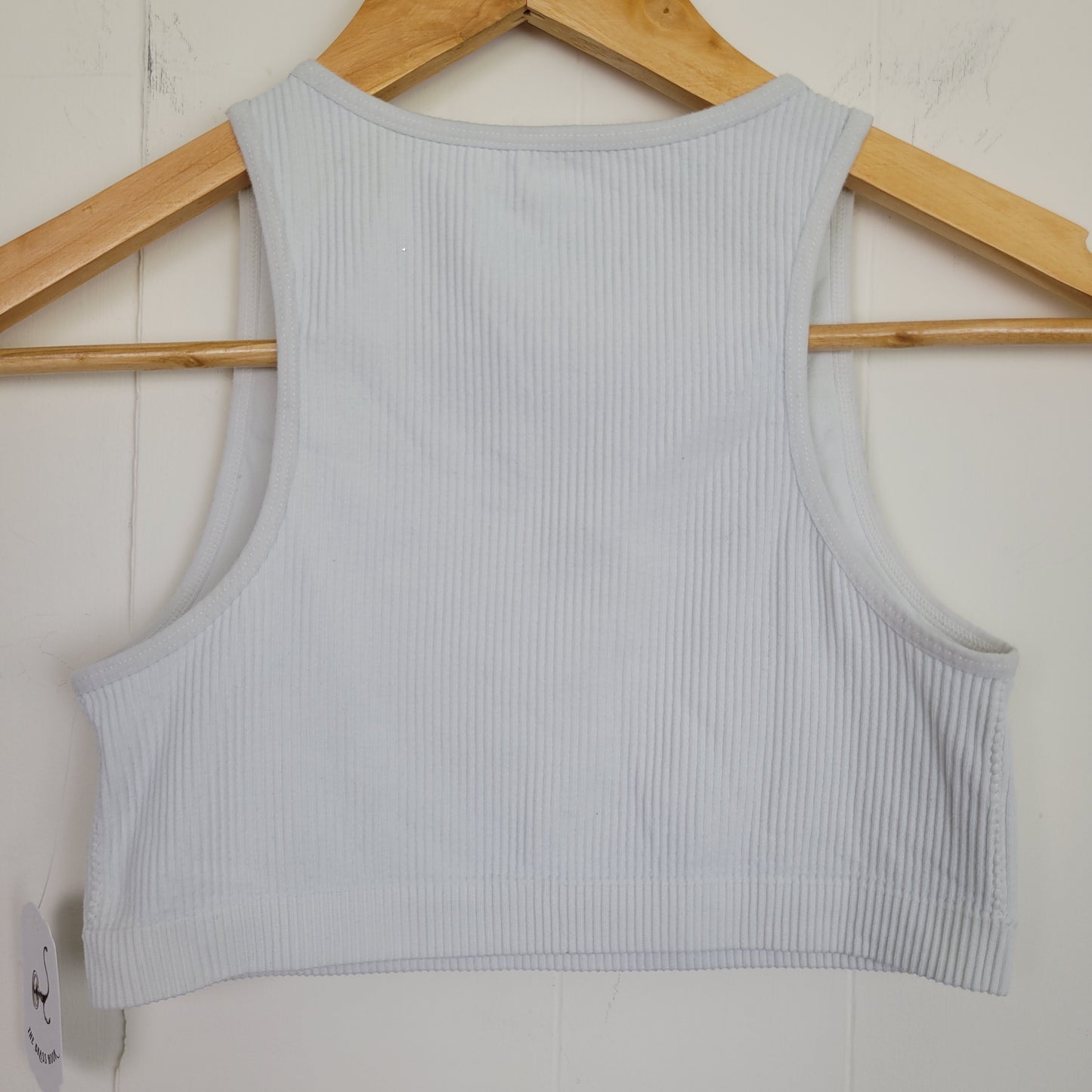 White Ribbed Cropped Tank - Garage (Size Small)