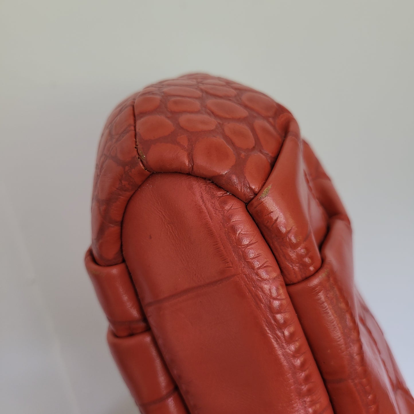 Coral Orange Madison Embossed Leather Satchel - Coach