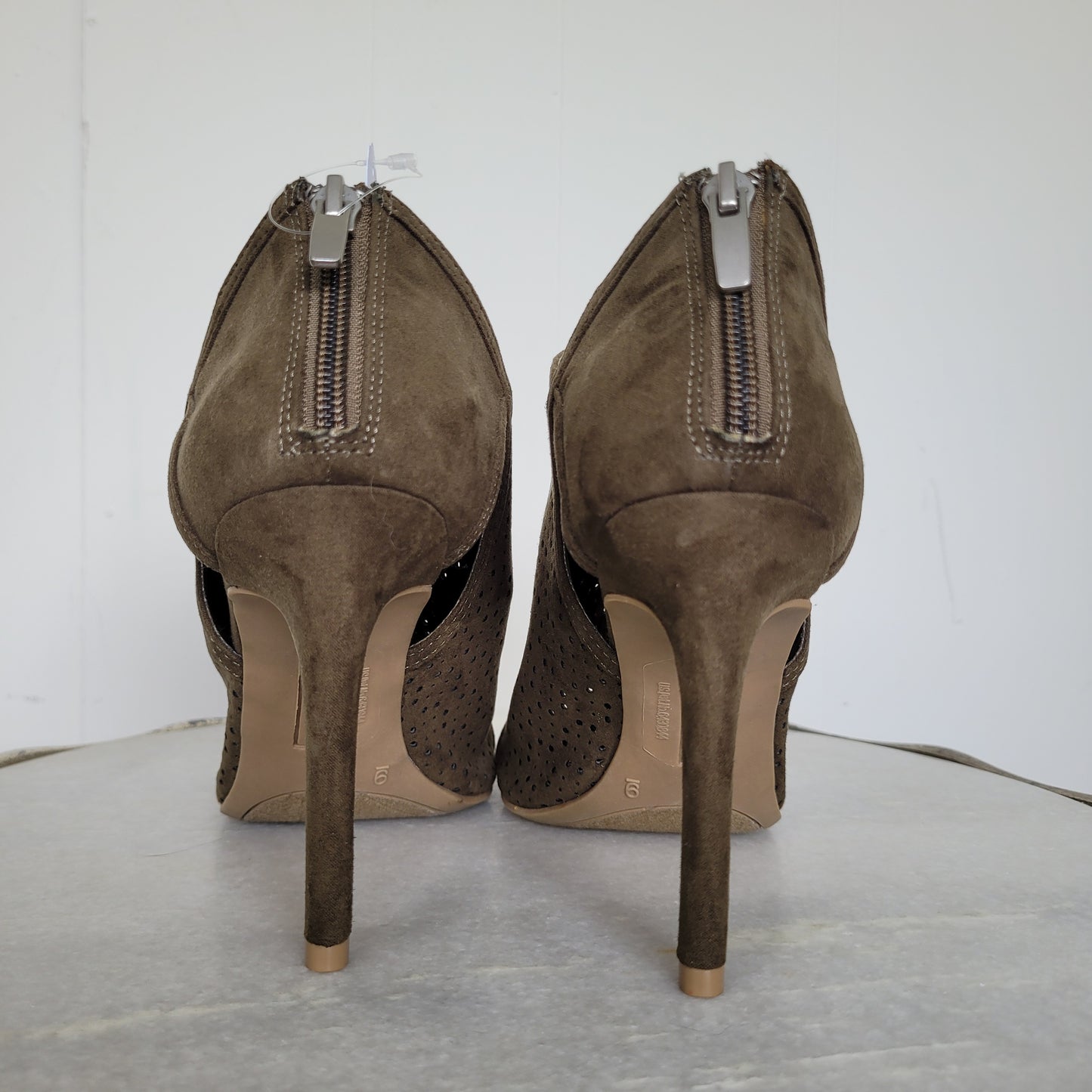 Olive Perforated Peep-Toe Heels - Christian Siriano for Payless(Size 9)