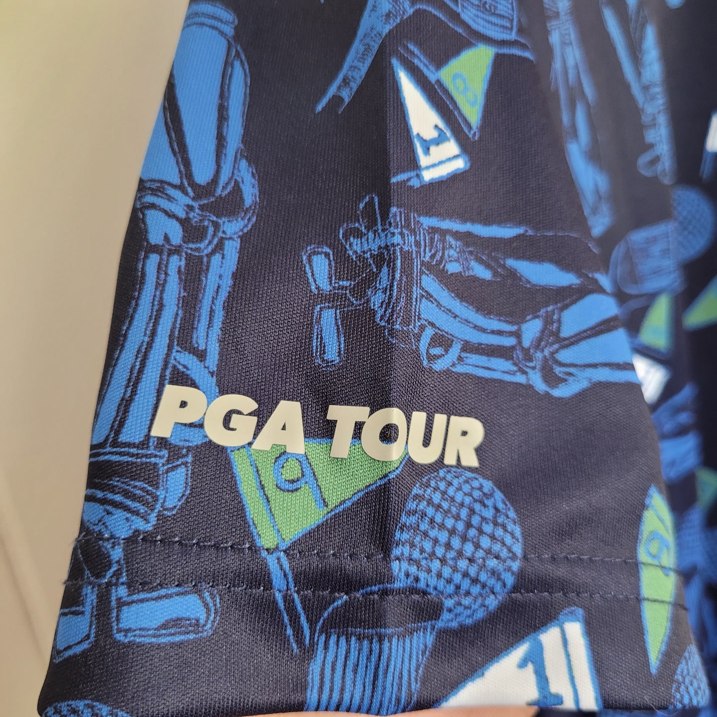 Navy Golf Print Performance Polo - PGA Tour Course Essentials (XL)