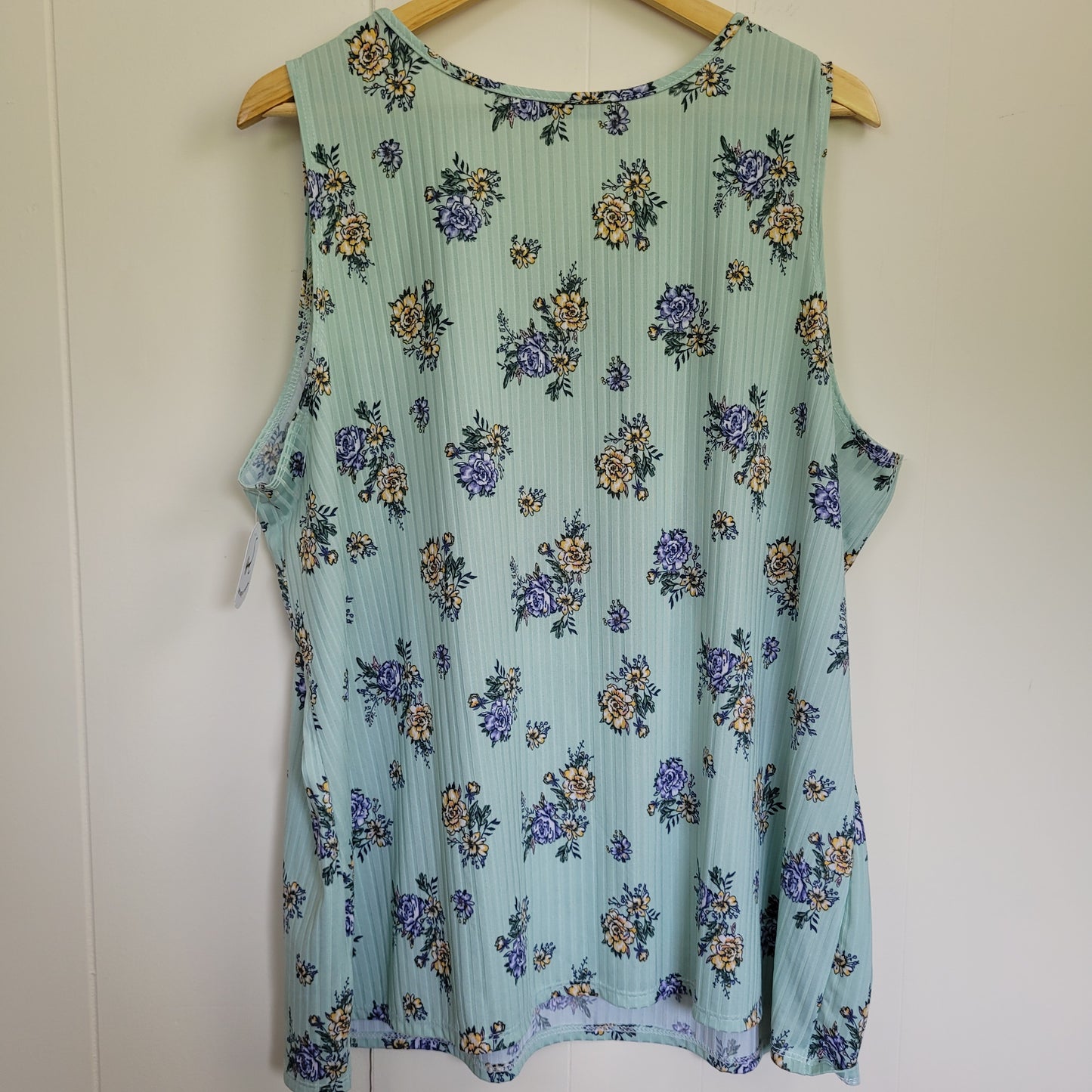Mint Floral Ribbed Tank Top - Hamilton (3X)
