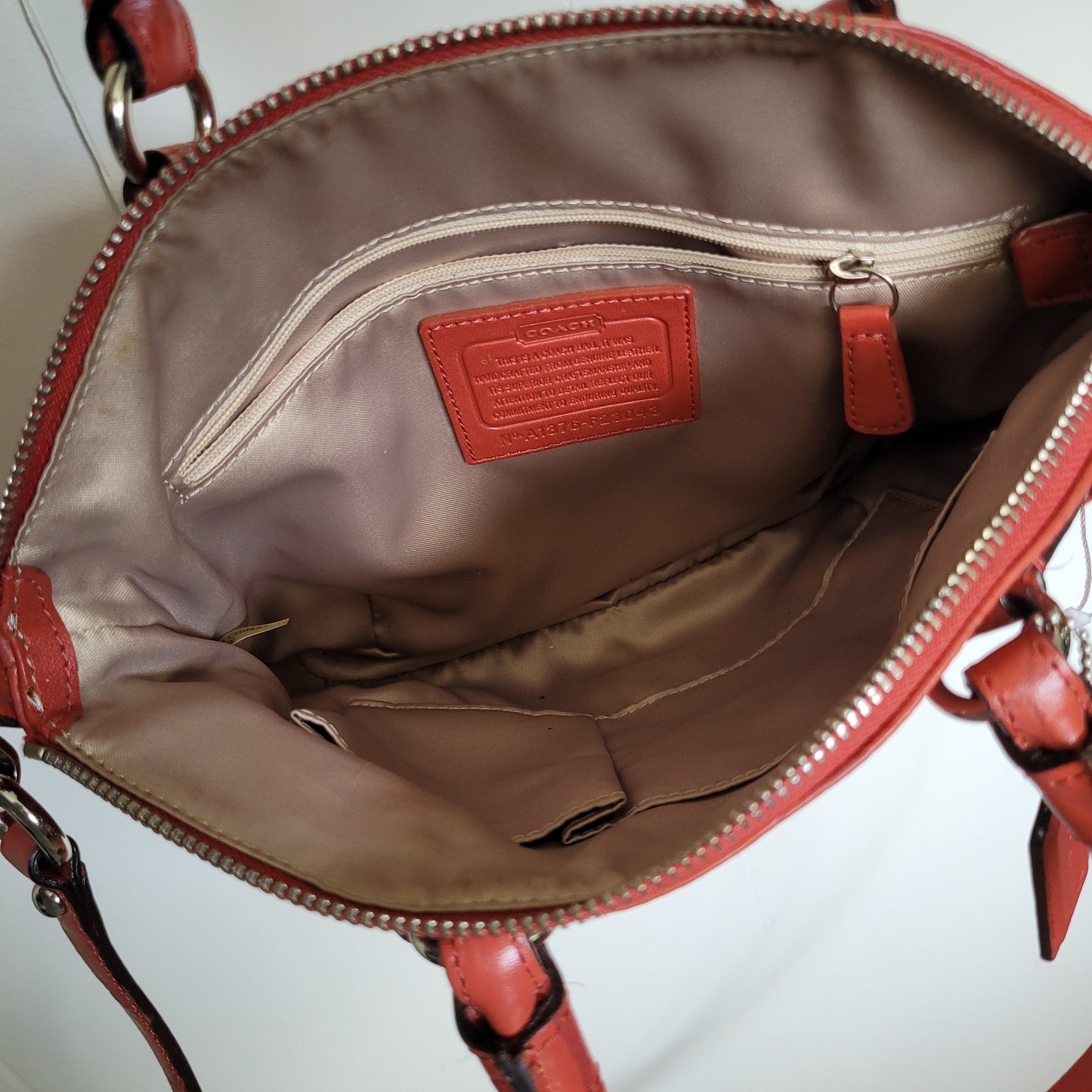 Coral Orange Madison Embossed Leather Satchel - Coach