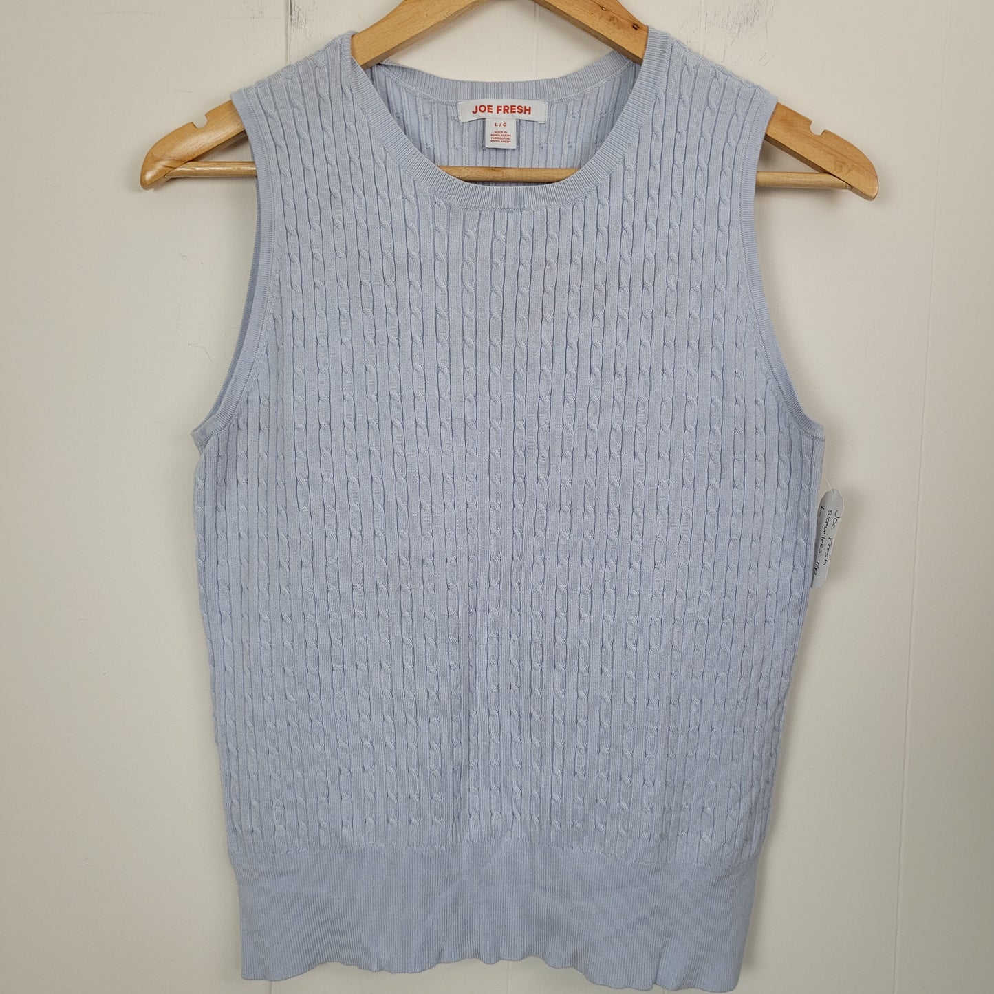 Light Blue Cable Knit Sleeveless Sweater - Joe Fresh (Large)