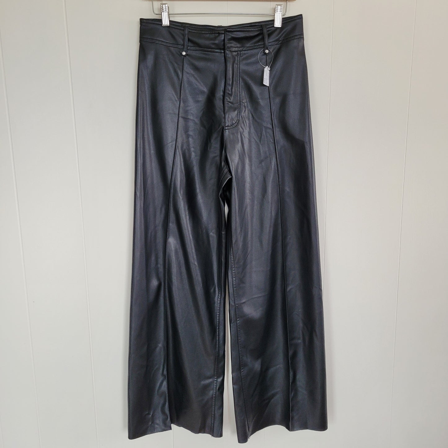 Black Faux Leather Wide Leg Pants - Zara (Size 6)