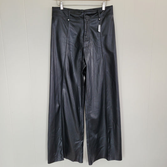 Black Faux Leather Wide Leg Pants - Zara (Size 6)