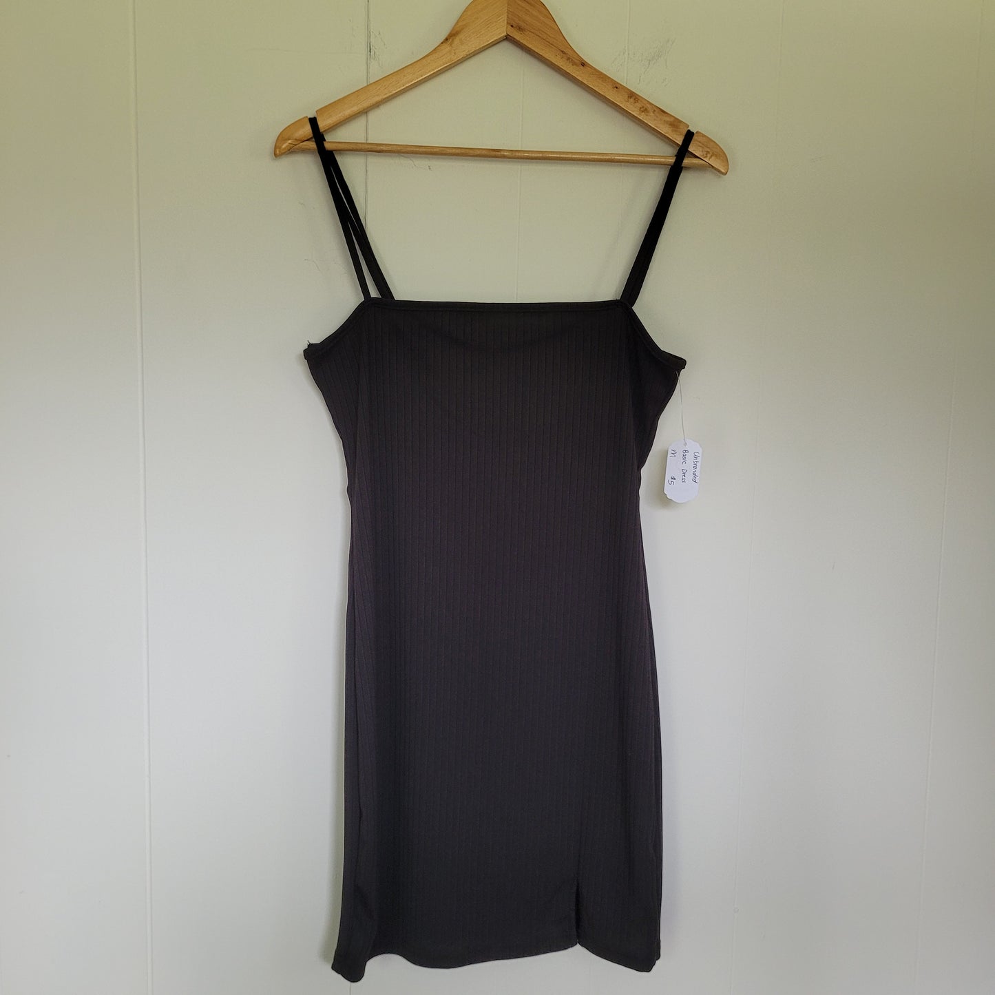 Black Ribbed Mini Dress (Size Medium)