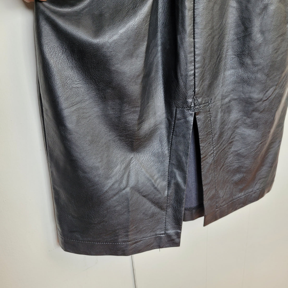 Black Faux Leather Cutout Midi Dress - Rinascimento (Size S)