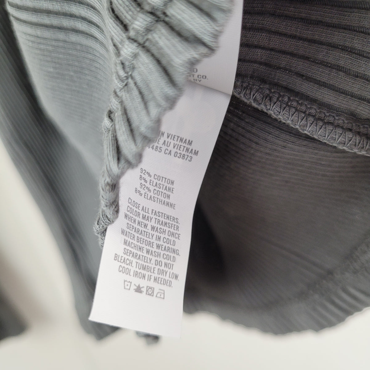 Washed Charcoal Ribbed Henley Long Sleeve Top - Aerie (Size S)