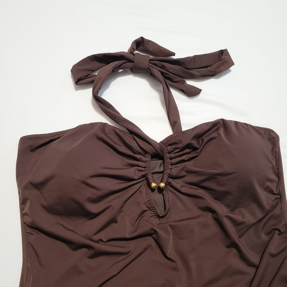 Brown Halter Tankini Swimsuit Set - Unbranded (L)