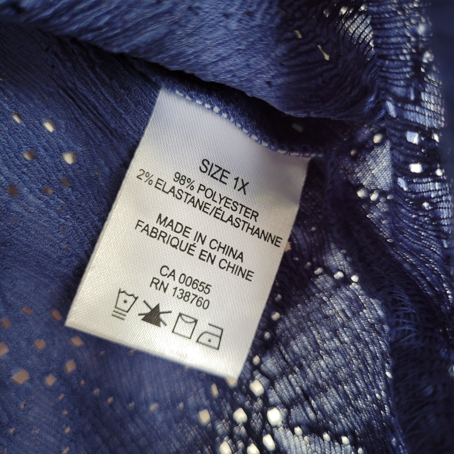 Royal Blue Eyelet Ruffle Sleeve Blouse - PENN. Penningtons (1X)
