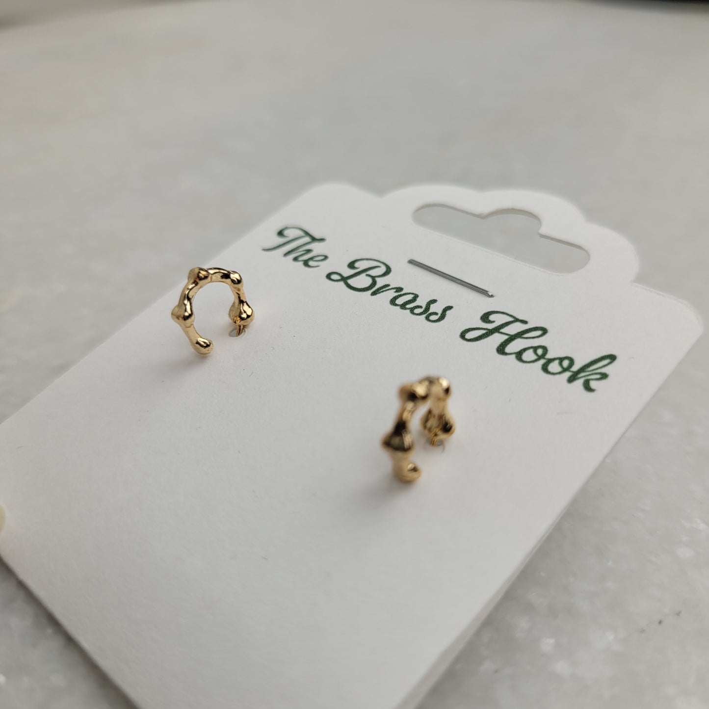Gold Tone Organic Open Hoop Stud Earrings