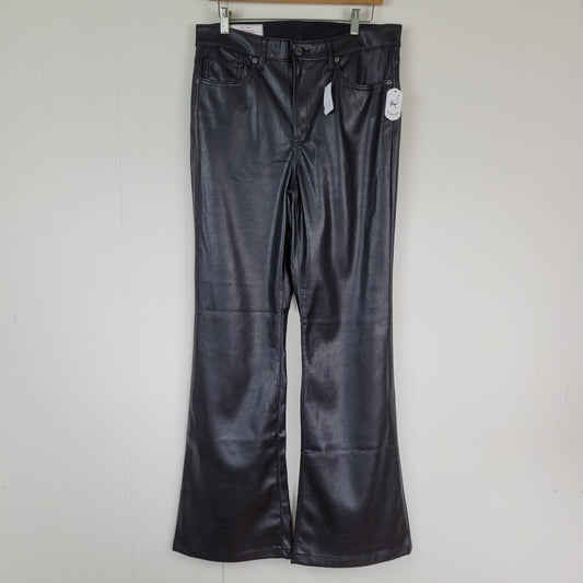Black Faux Leather ’70s Flare High Rise Pants - Gap (Size 12)