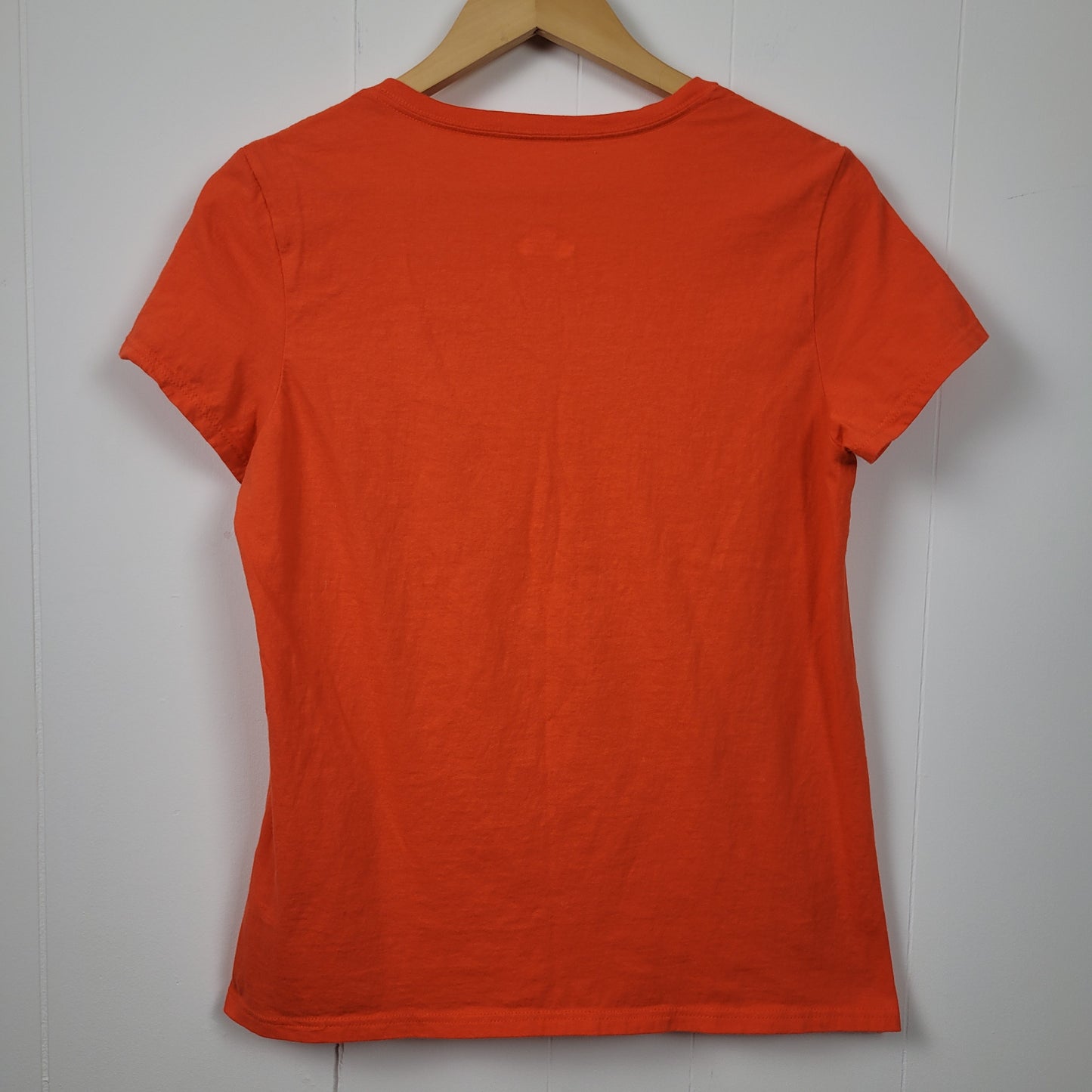 Orange Cotton V-Neck Tee  - Medium