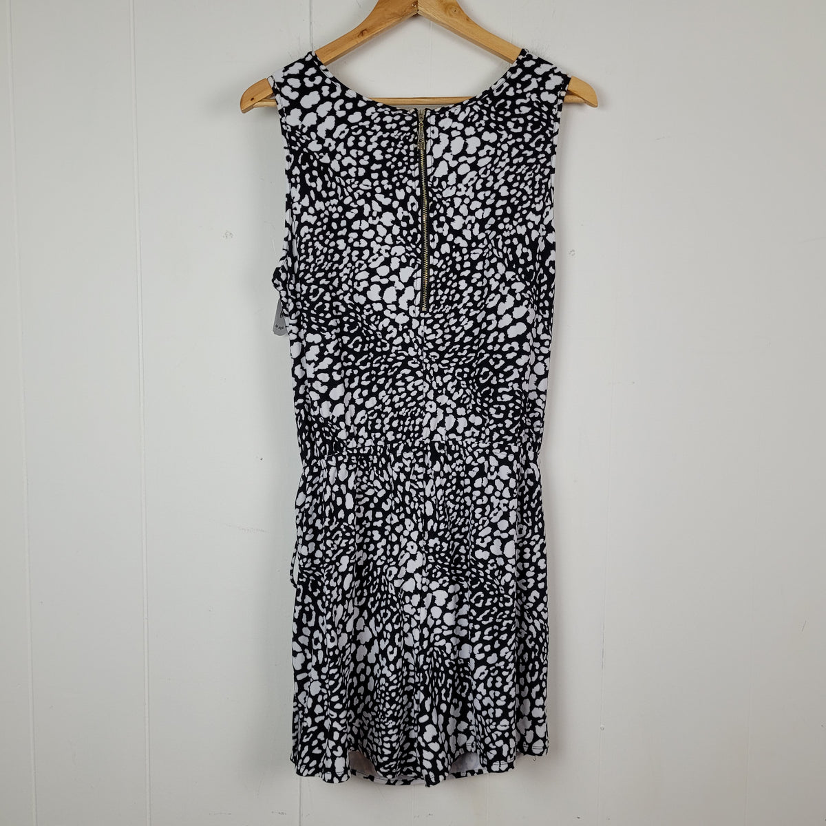 Black & White Animal Print Swim Cover-Up Romper - Beach House Style (XL)