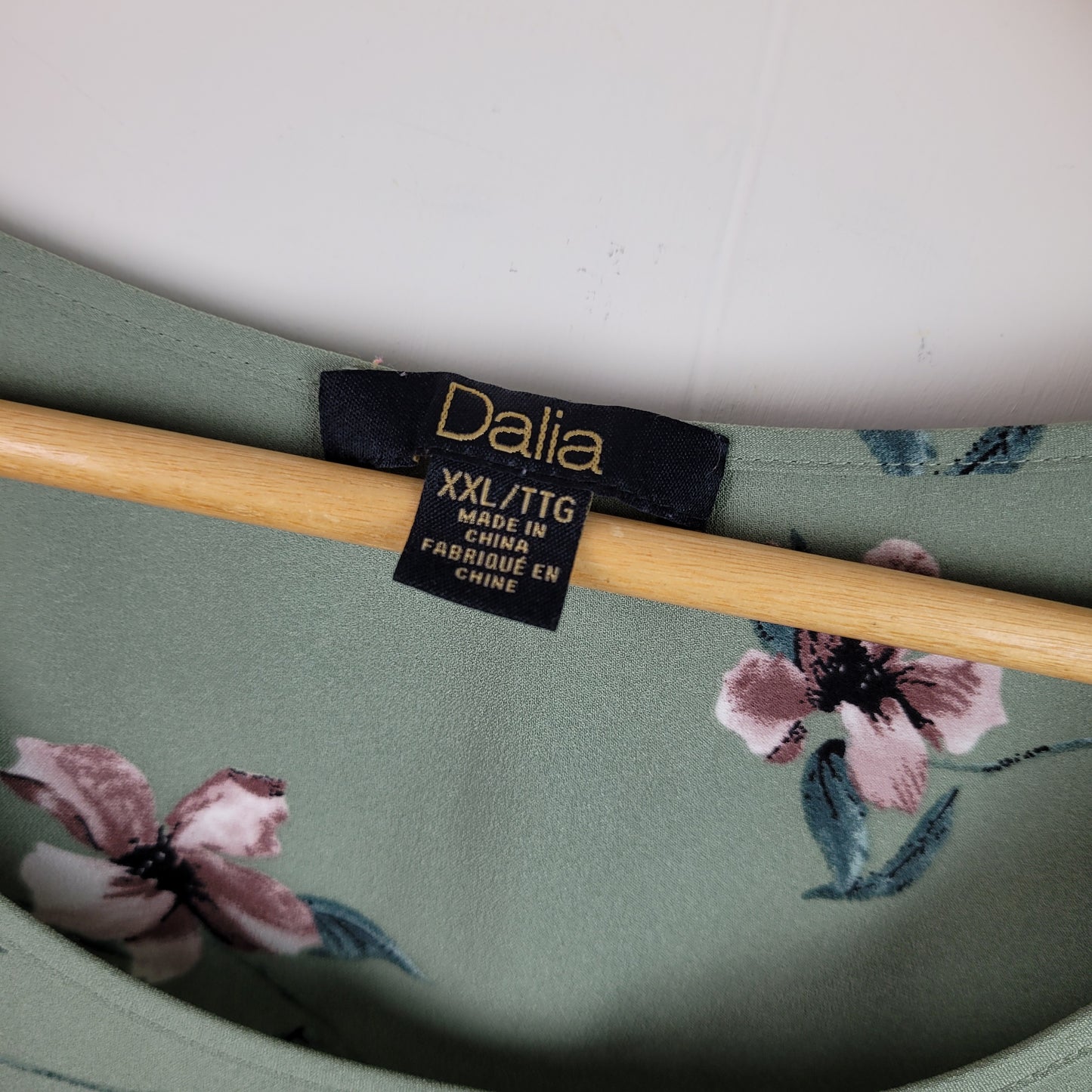 Sage Green Floral Sleeveless Blouse - Dalia (XXL)